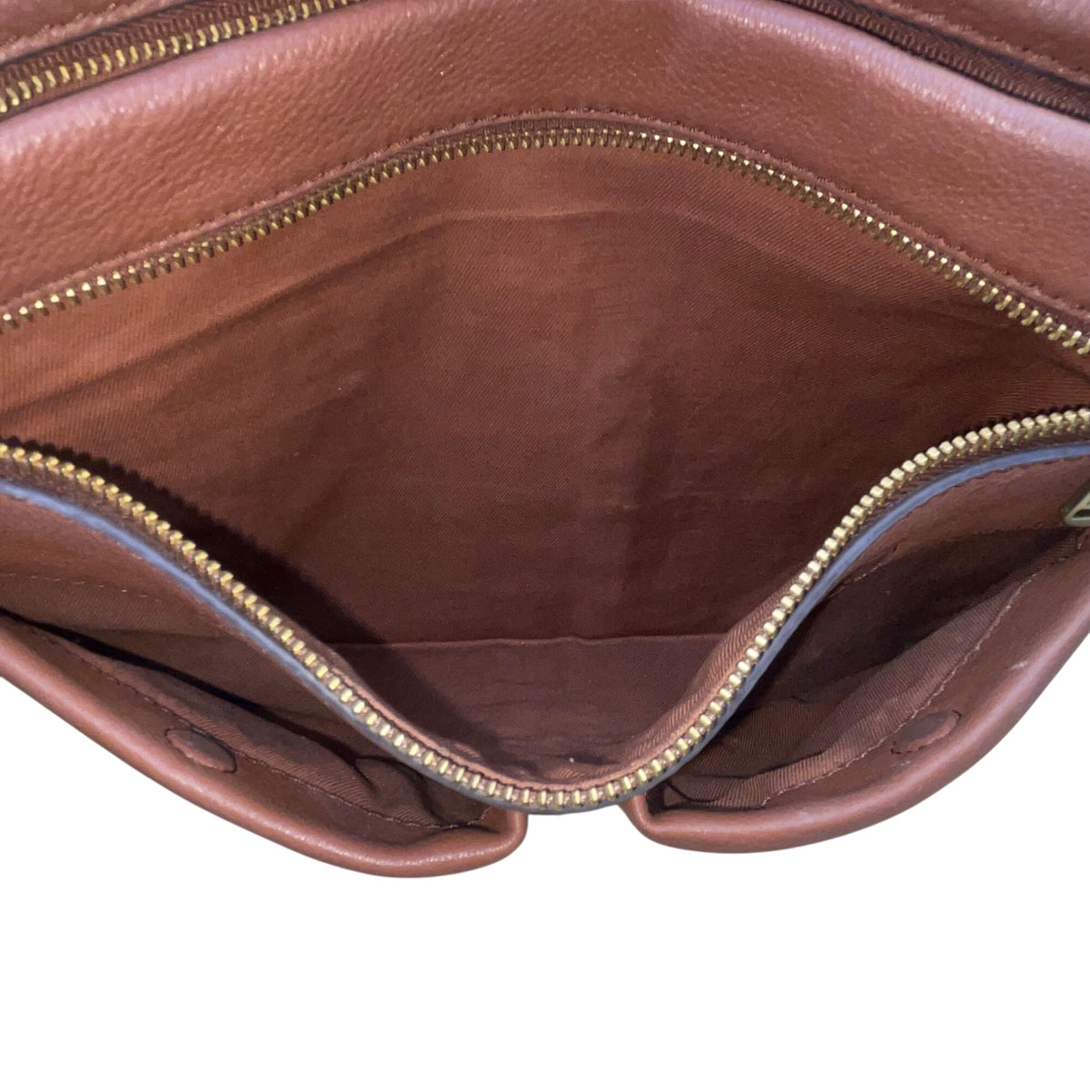 Fossil Women’s Brown Leather Adjustable Strap Multiple Pockets Crossbody Bag