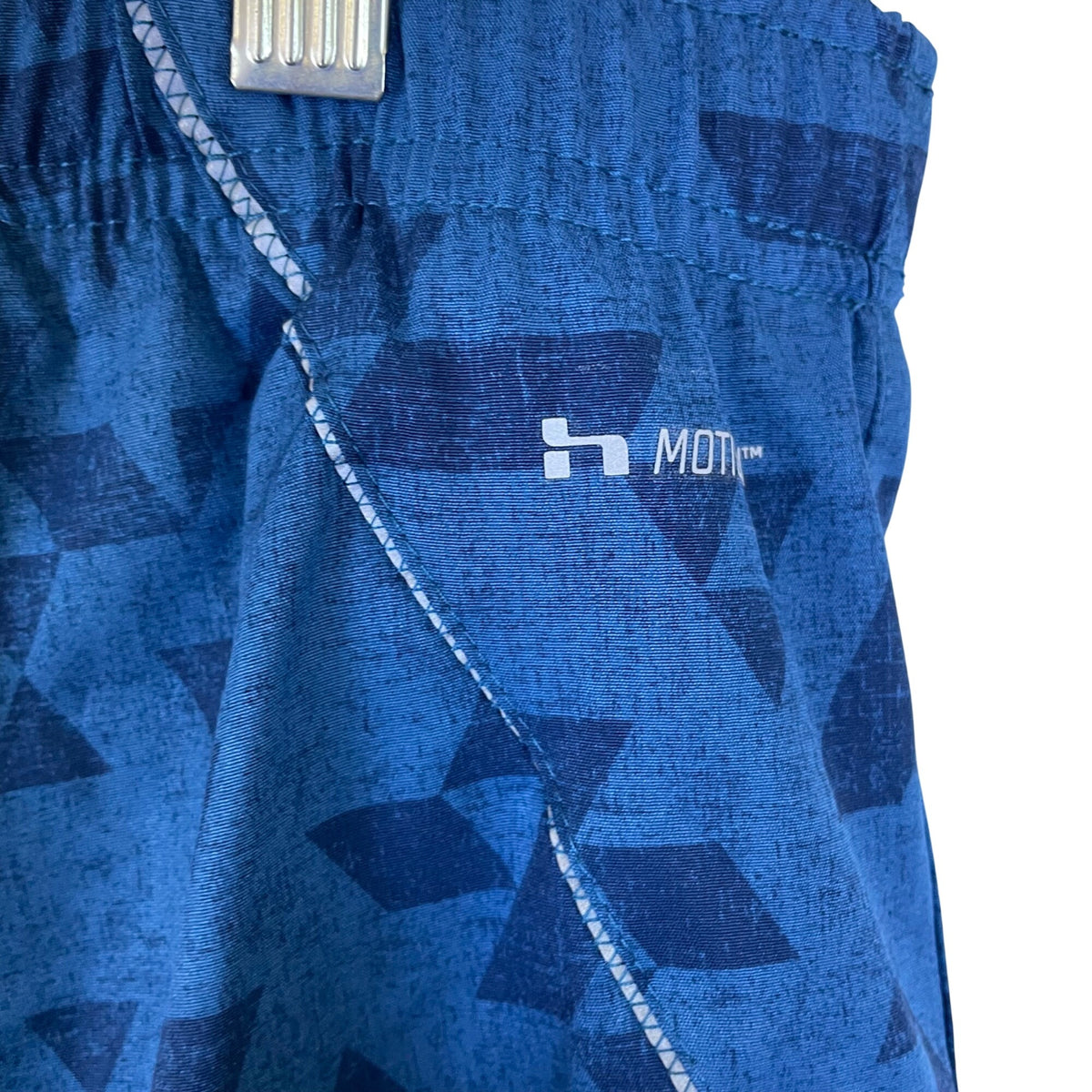 Hind Mens Blue Athletic Shorts Geometric Pattern Elastic Waist Sz L - New