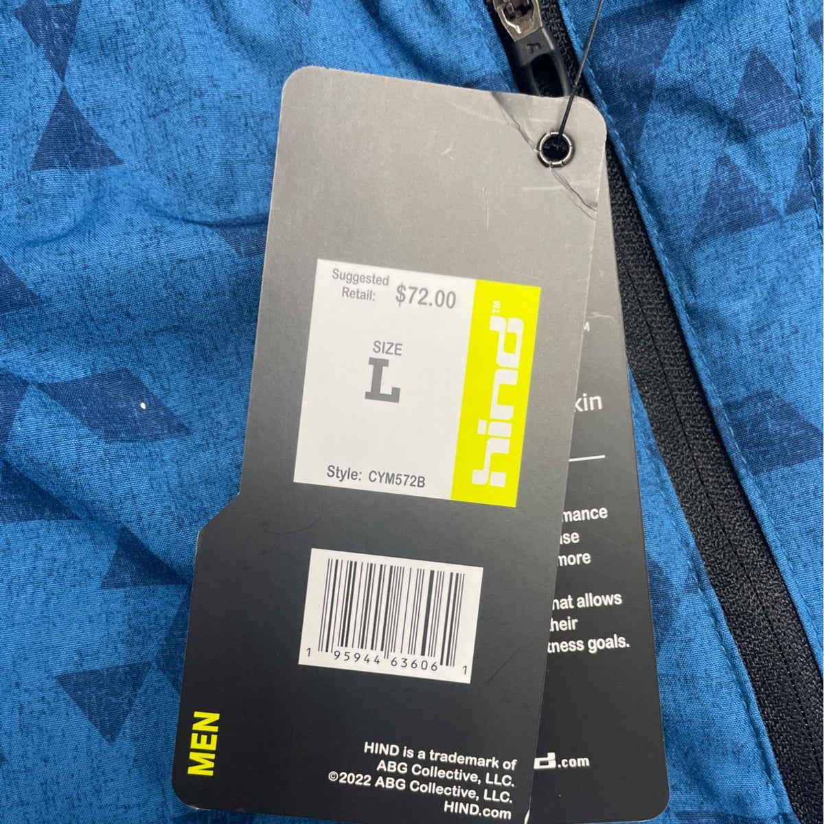 Hind Mens Blue Athletic Shorts Geometric Pattern Elastic Waist Sz L - New