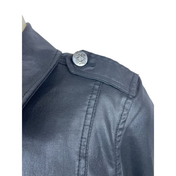 White House Black Market Womens Black Faux Leather Jacket Sz 14