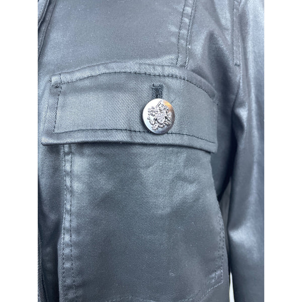 White House Black Market Womens Black Faux Leather Jacket Sz 14
