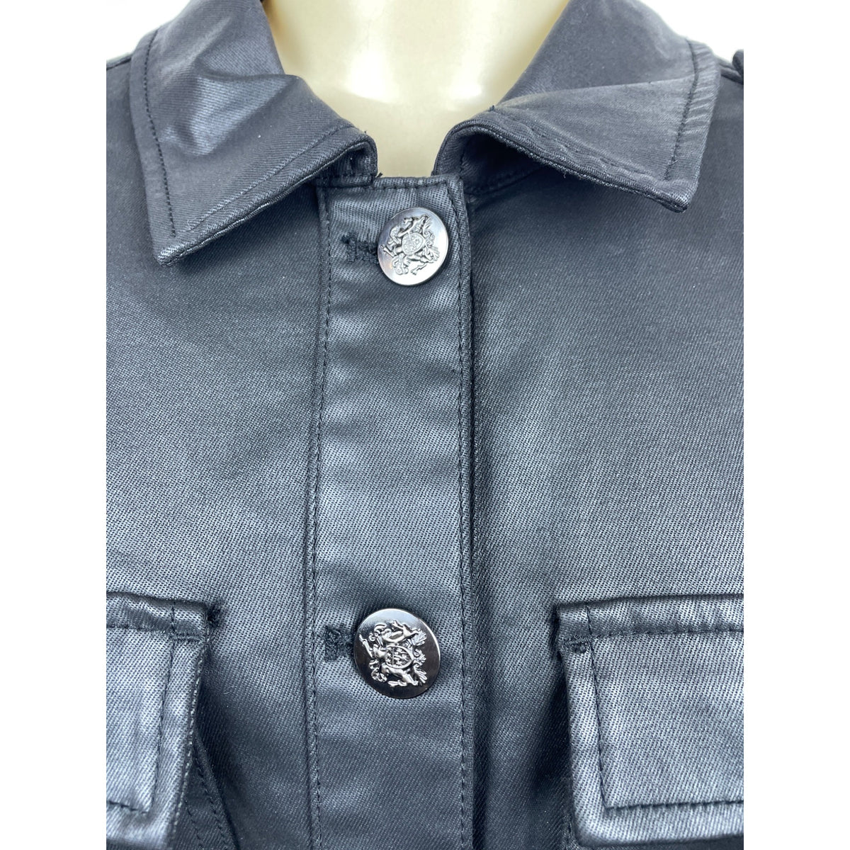 White House Black Market Womens Black Faux Leather Jacket Sz 14