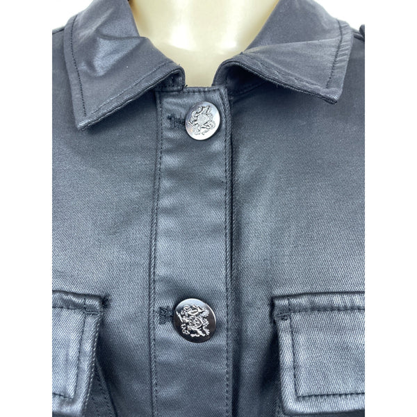 White House Black Market Womens Black Faux Leather Jacket Sz 14