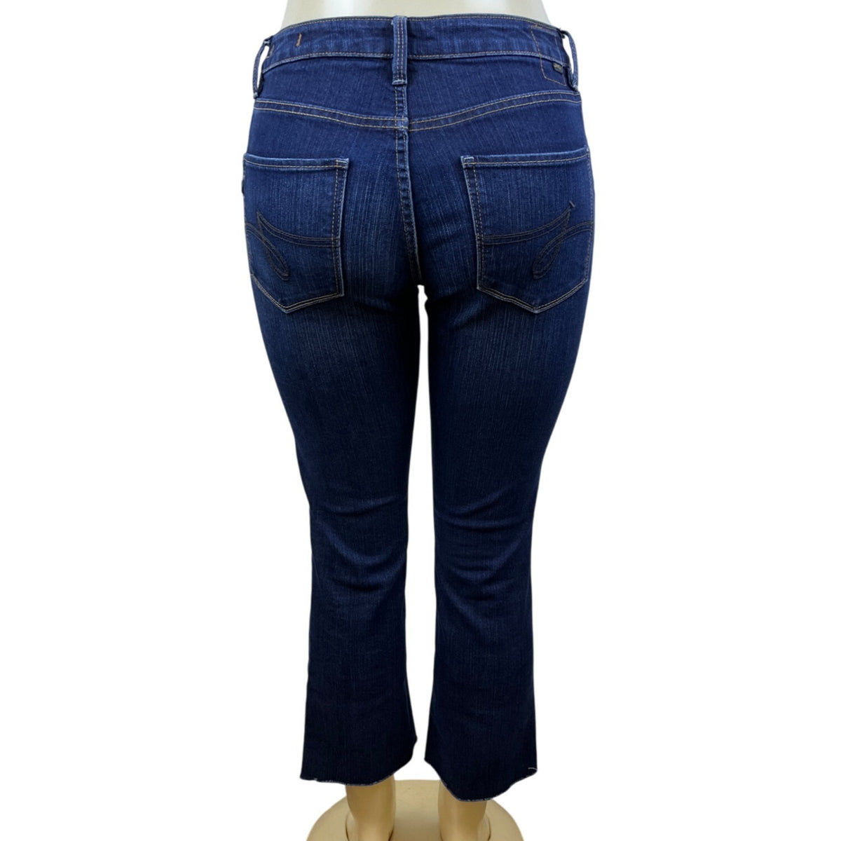 Jag Women's Dark Wash Cropped Bootcut Jeans Mid Rise Raw Size 6P