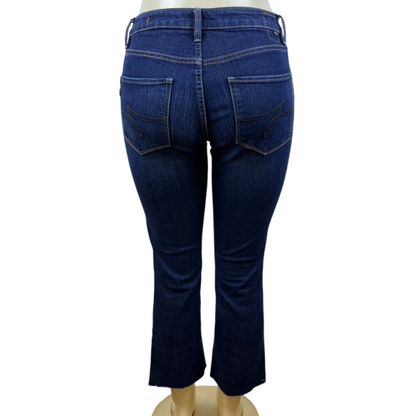 Jag Women's Dark Wash Cropped Bootcut Jeans Mid Rise Raw Size 6P