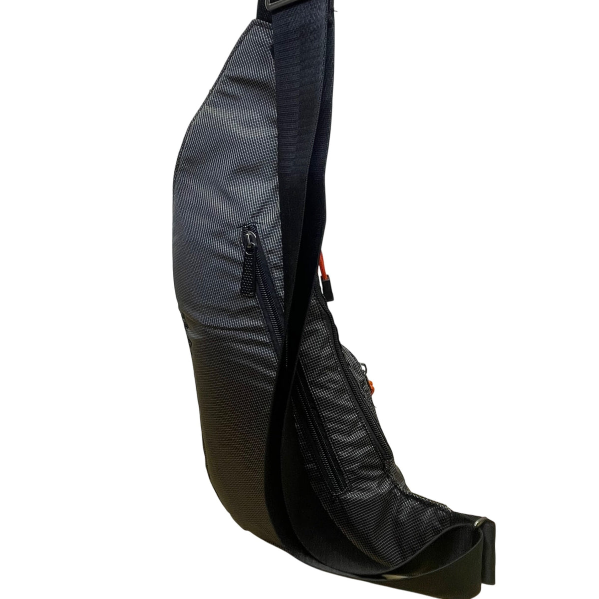 Kaweiknight Grey/Orange Nylon Adjustable Strap Multi-Zip Crossbody Backpack