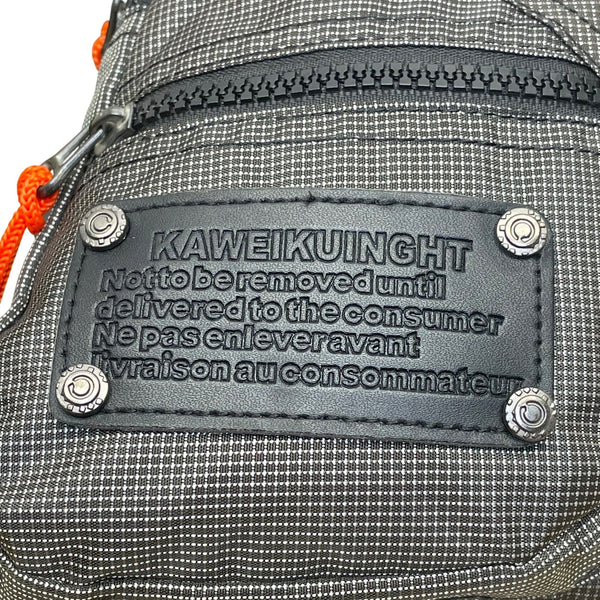 Kaweiknight Grey/Orange Nylon Adjustable Strap Multi-Zip Crossbody Backpack