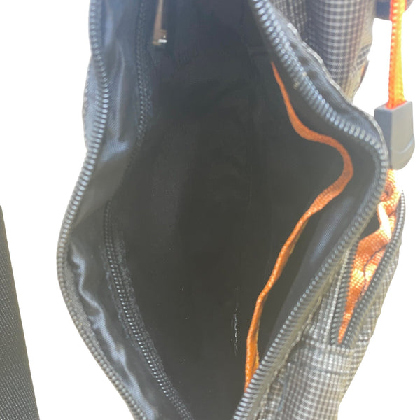 Kaweiknight Grey/Orange Nylon Adjustable Strap Multi-Zip Crossbody Backpack