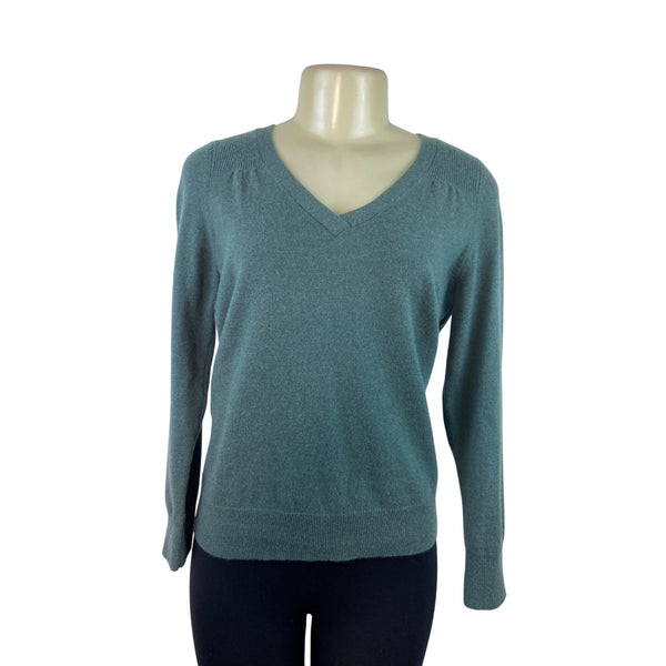 Talbots Women’s Petites V-Neck Long Sleeve Shirt Teal Green Sz MP