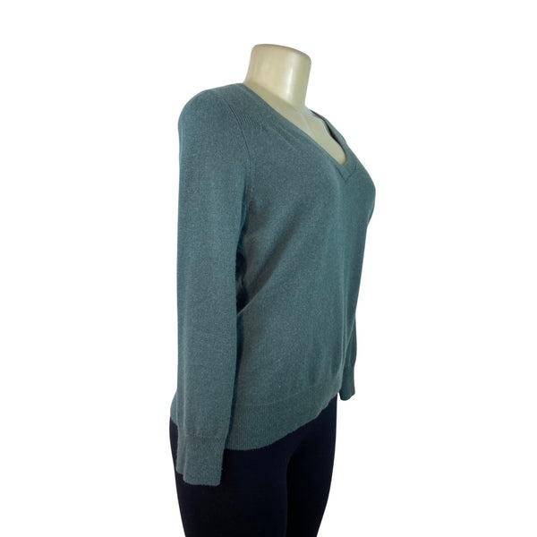 Talbots Women’s Petites V-Neck Long Sleeve Shirt Teal Green Sz MP