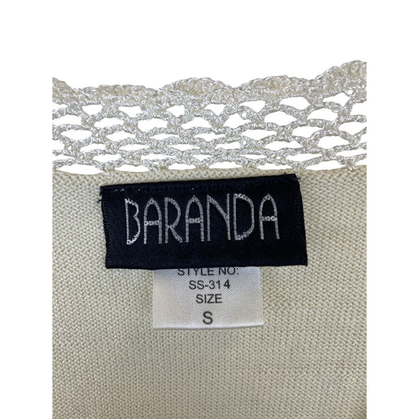 Baranda Womens Beige Knit Top Lace Trim Short Sleeve Size S