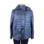 Zara Womens Hooded Puffer Jacket Navy Reversible Lightweight Full-Zip Sz L
