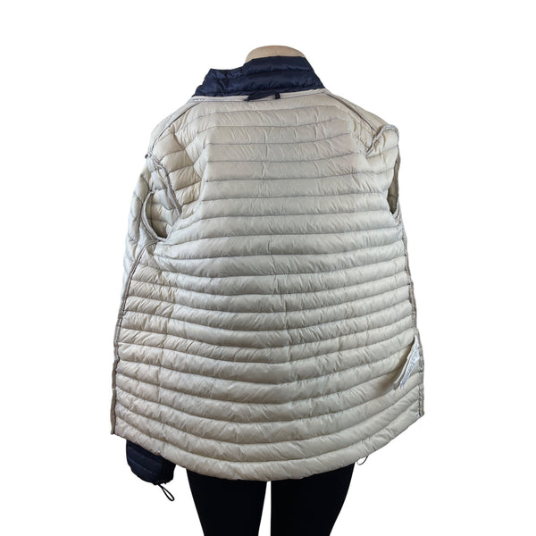 Zara Womens Hooded Puffer Jacket Navy Reversible Lightweight Full-Zip Sz L