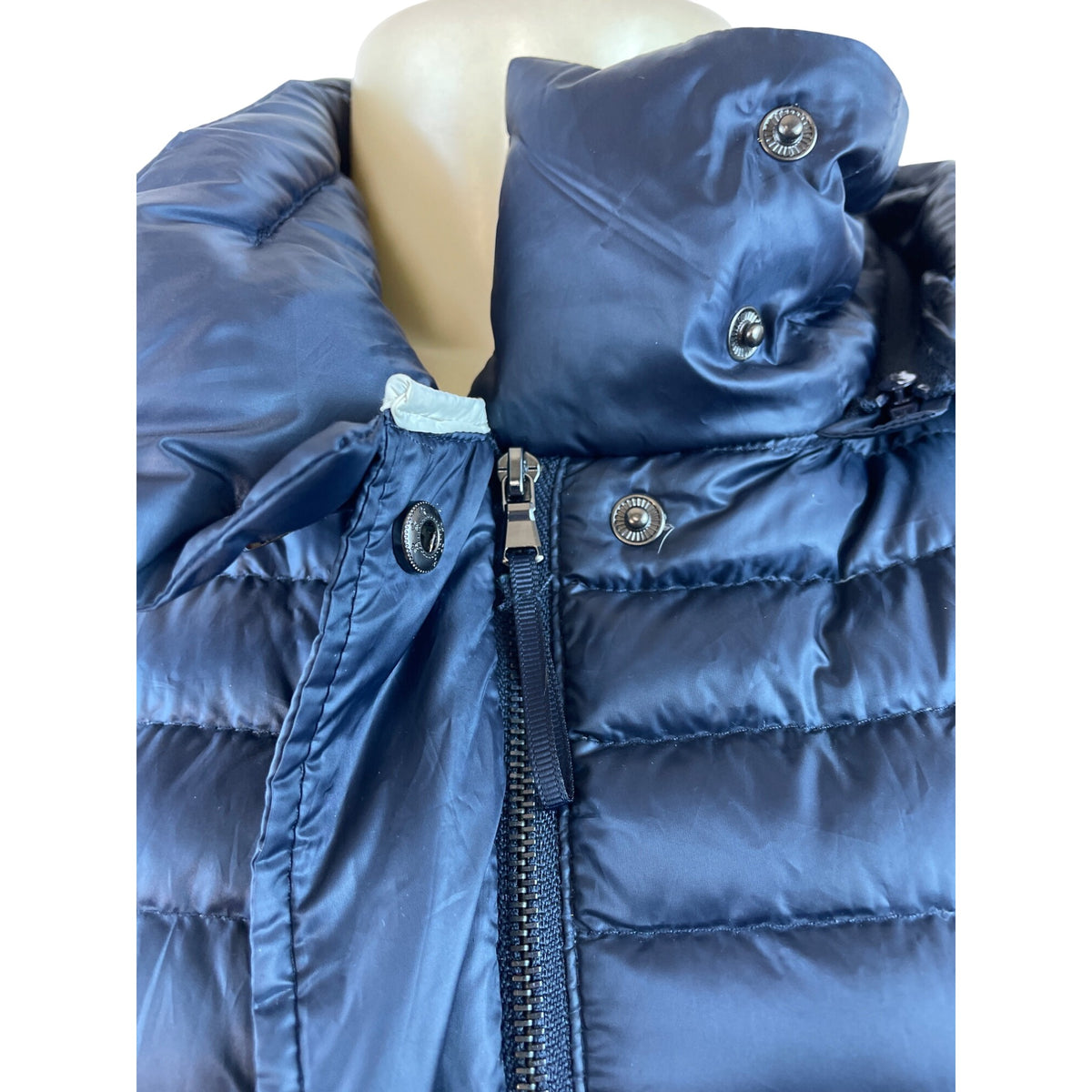 Zara Womens Hooded Puffer Jacket Navy Reversible Lightweight Full-Zip Sz L