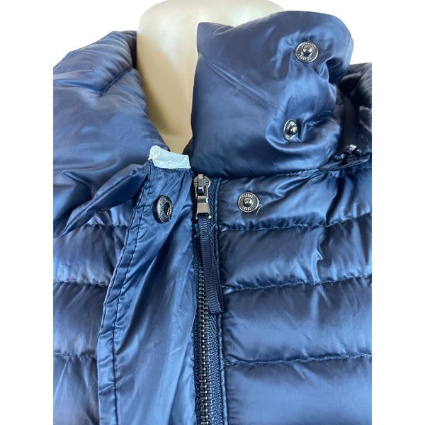 Zara Womens Hooded Puffer Jacket Navy Reversible Lightweight Full-Zip Sz L