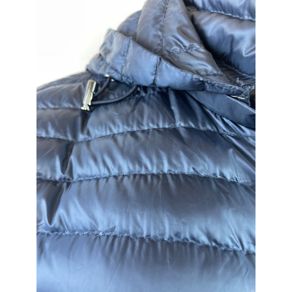 Zara Womens Hooded Puffer Jacket Navy Reversible Lightweight Full-Zip Sz L