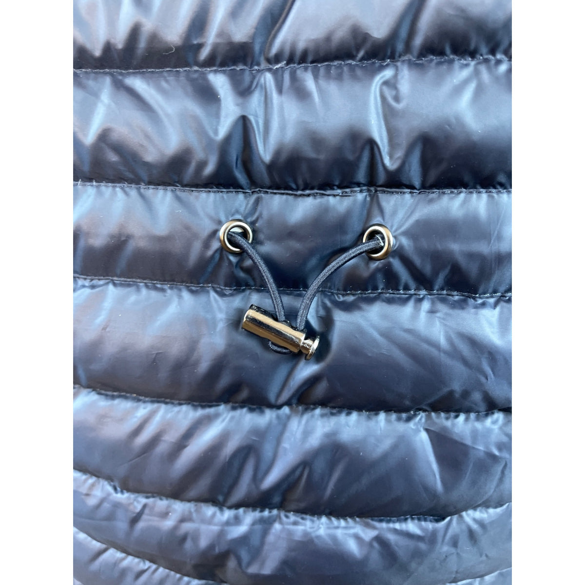 Zara Womens Hooded Puffer Jacket Navy Reversible Lightweight Full-Zip Sz L