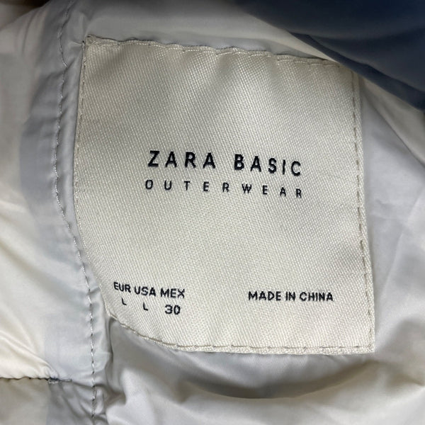 Zara Womens Hooded Puffer Jacket Navy Reversible Lightweight Full-Zip Sz L