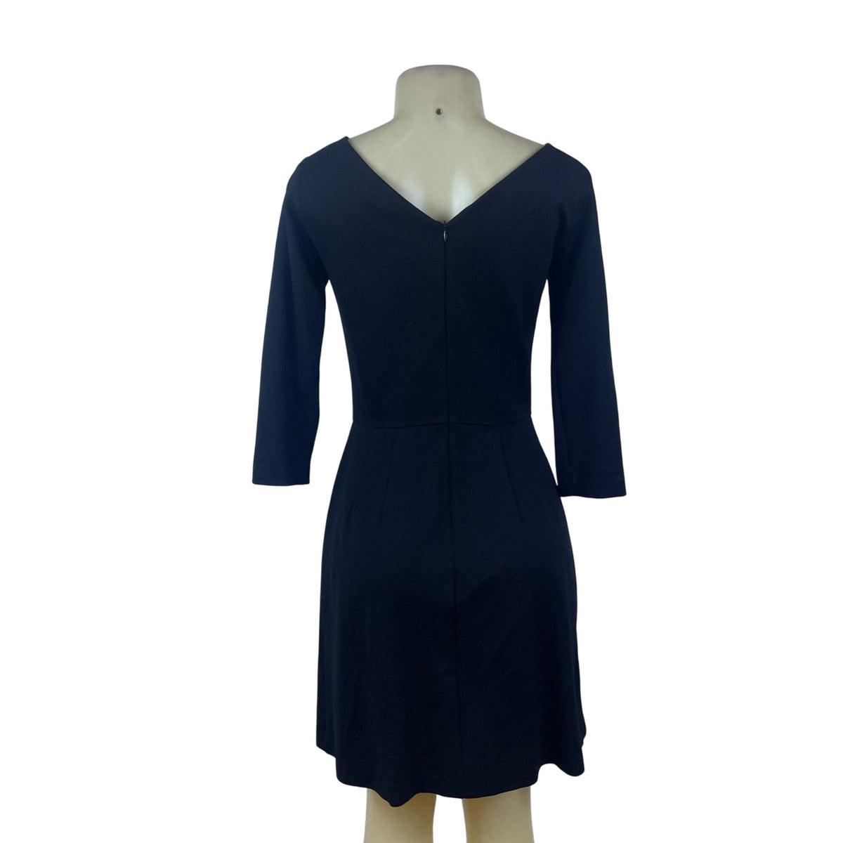 Amanda Uprichard Womens Navy  Pleated Dress  3/4 Sleeves Zip Back Size M
