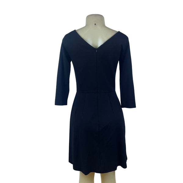Amanda Uprichard Womens Navy  Pleated Dress  3/4 Sleeves Zip Back Size M