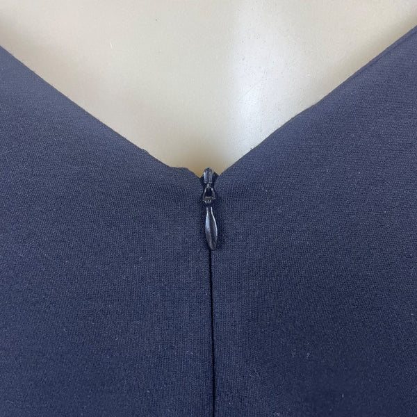 Amanda Uprichard Womens Navy  Pleated Dress  3/4 Sleeves Zip Back Size M