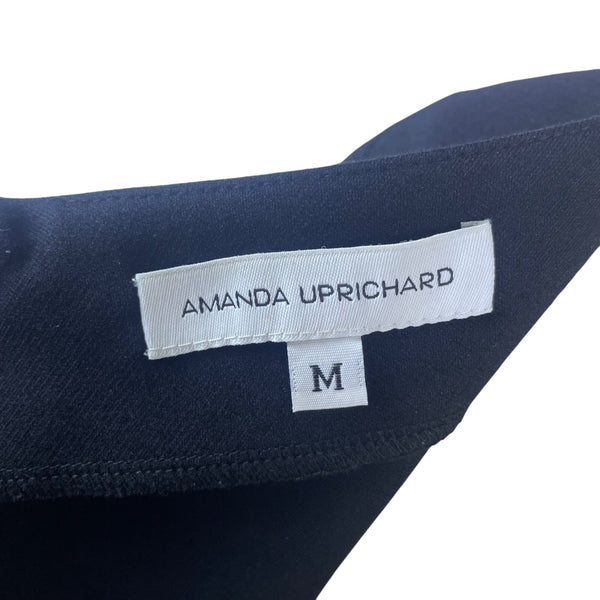 Amanda Uprichard Womens Navy  Pleated Dress  3/4 Sleeves Zip Back Size M