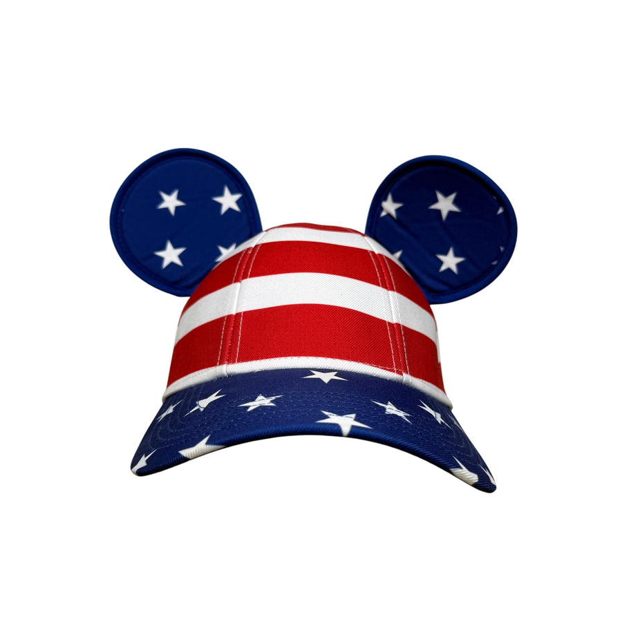 Disney Patriotic Red White Blue American Flag Mickey Mouse Ears Kids Hat Adjustable Fit