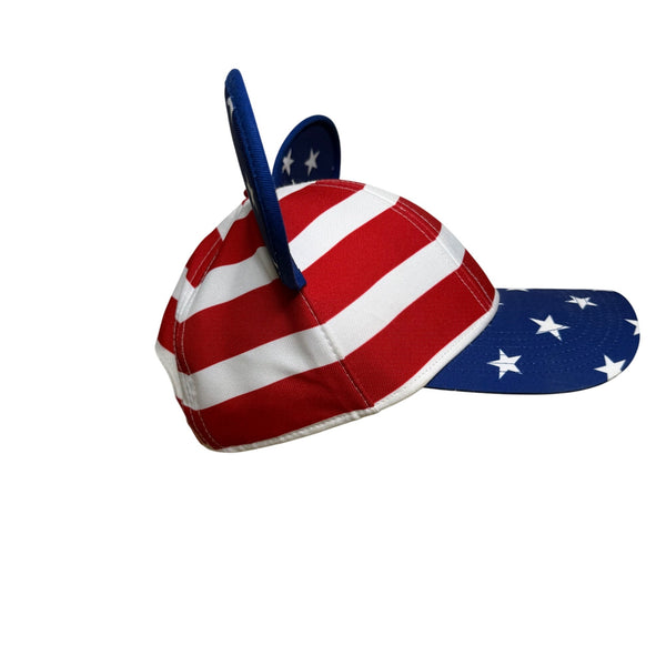 Disney Patriotic Red White Blue American Flag Mickey Mouse Ears Kids Hat Adjustable Fit