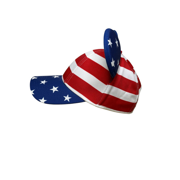 Disney Patriotic Red White Blue American Flag Mickey Mouse Ears Kids Hat Adjustable Fit
