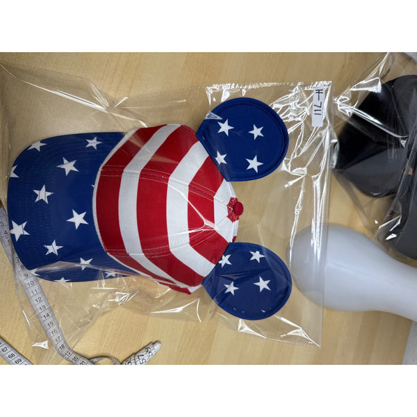 Disney Patriotic Red White Blue American Flag Mickey Mouse Ears Kids Hat Adjustable Fit