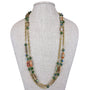 Napier Womens Gold Tone Green Beaded Long Necklace Multi-Strand 30-Inch Handmade