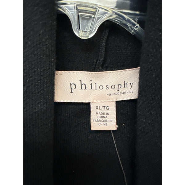 Philosophy Womens Black Viscose Blend Open Front Sleeveless Vest Top XL Lightweight