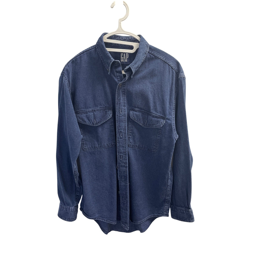 Gap Mens Denim Button-Up Shirt 100% Cotton Size S Made In USA Blue