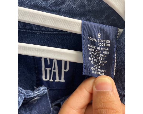 Gap Mens Denim Button-Up Shirt 100% Cotton Size S Made In USA Blue