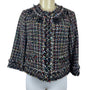 Magaschoni Women's Black Wooven Multicolor Threads Button Up Sweater Sz 6