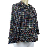 Magaschoni Women's Black Wooven Multicolor Threads Button Up Sweater Sz 6