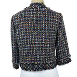 Magaschoni Women's Black Wooven Multicolor Threads Button Up Sweater Sz 6