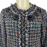 Magaschoni Women's Black Wooven Multicolor Threads Button Up Sweater Sz 6