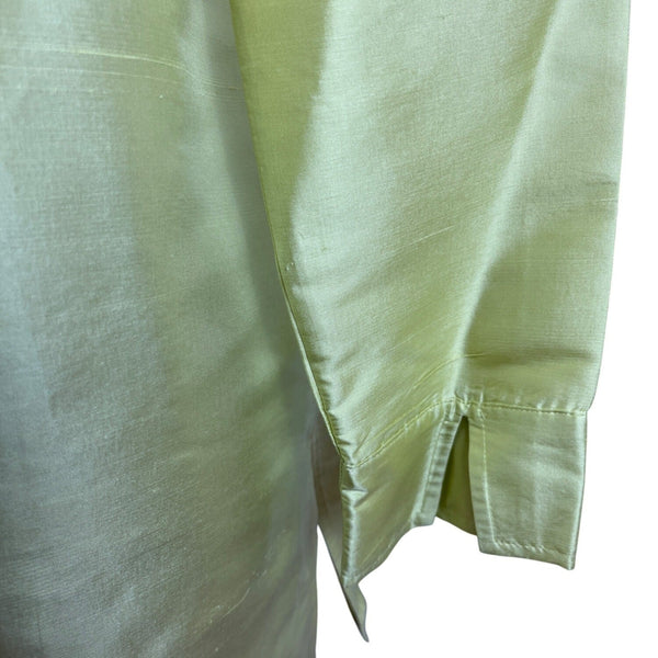 Chico’s Oversized Neon Yellow Button-Up Long Shirt Blouse For Women Size 8