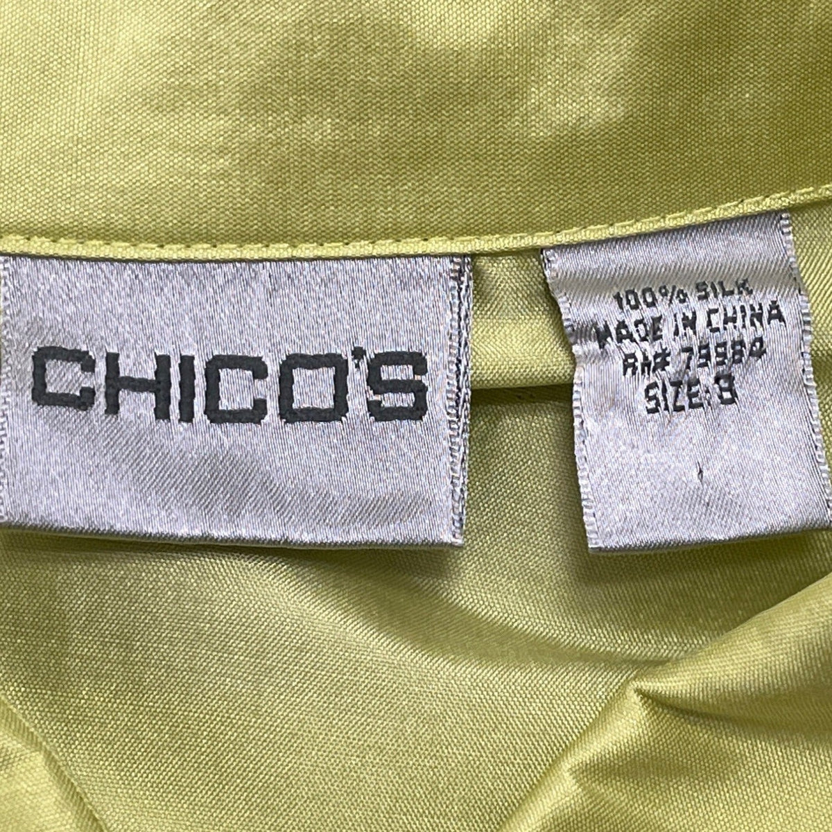 Chico’s Oversized Neon Yellow Button-Up Long Shirt Blouse For Women Size 8