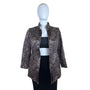 Linda Allard Ellen Tracy Brown & Gold Floral Print Open Front Jacket Size 16