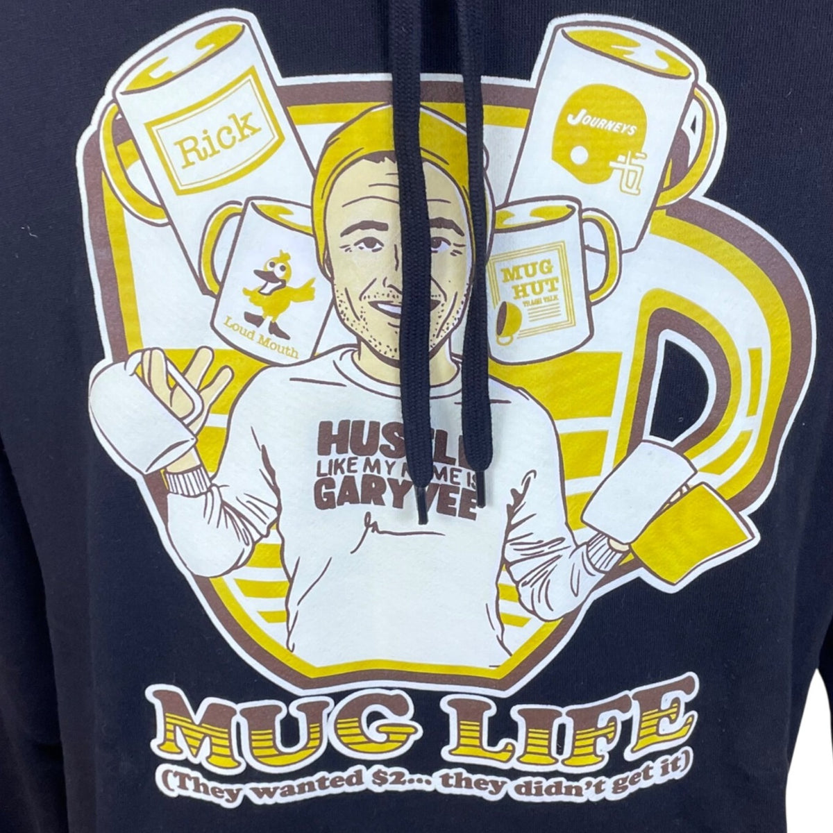 GaryVee Mens Black "Mug Life" Graphic Hoodie Limited Edition Sz XL