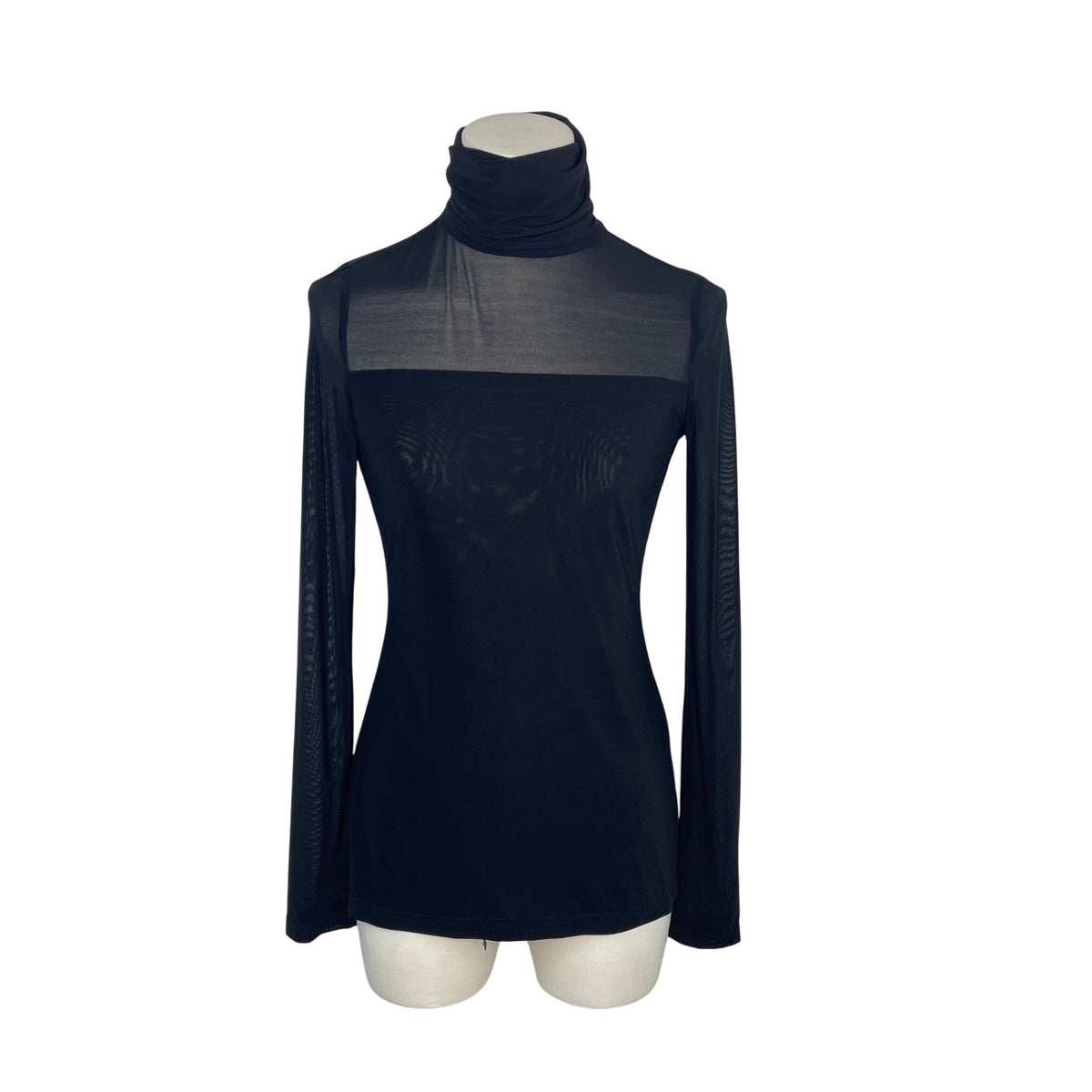 Parrizia Luca Milano Womens Black Sheer Long Sleeve Turtleneck Top Size XS- New