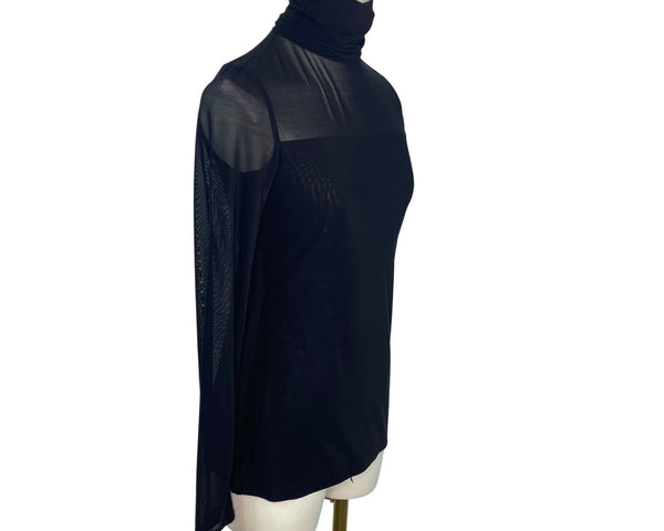 Parrizia Luca Milano Womens Black Sheer Long Sleeve Turtleneck Top Size XS- New