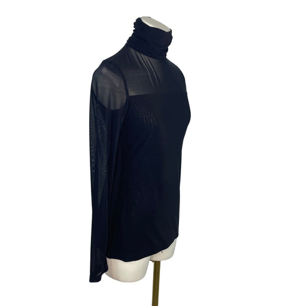 Parrizia Luca Milano Womens Black Sheer Long Sleeve Turtleneck Top Size XS- New