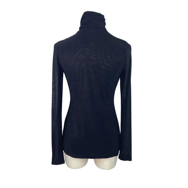 Parrizia Luca Milano Womens Black Sheer Long Sleeve Turtleneck Top Size XS- New