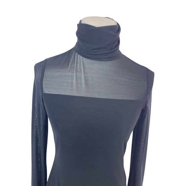 Parrizia Luca Milano Womens Black Sheer Long Sleeve Turtleneck Top Size XS- New