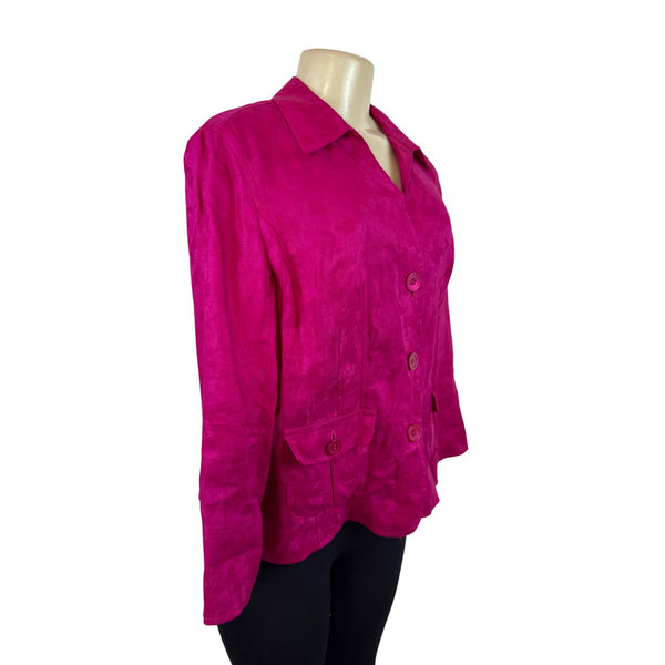 Jones New York Collection Women's Pink Textured Button-Front Blazer Jacket Sz 8