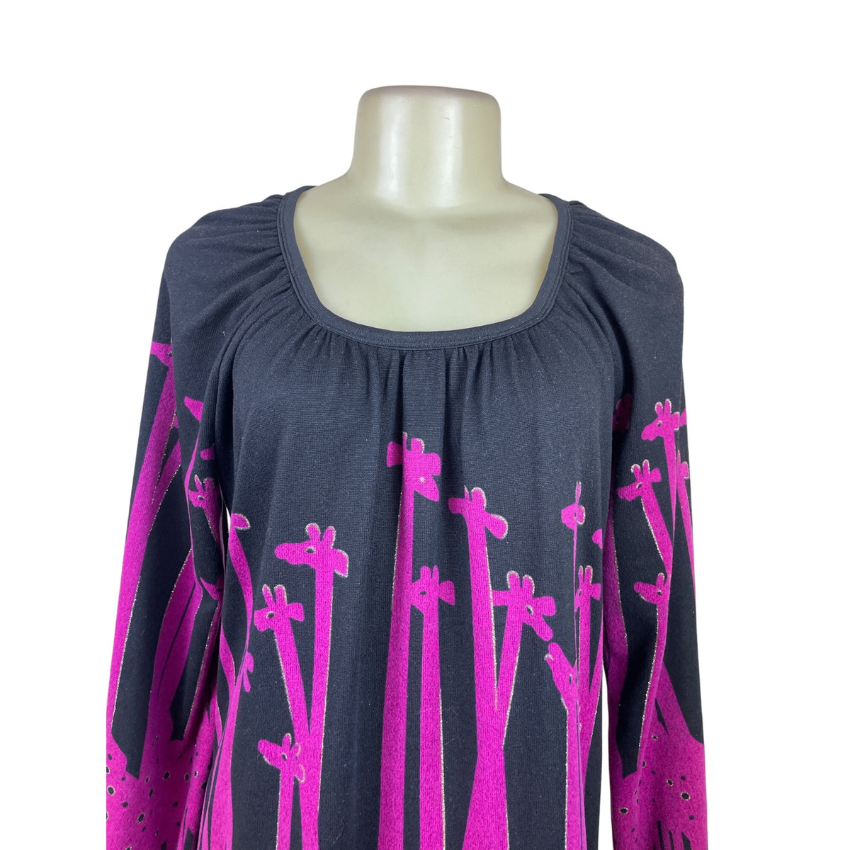 Pixie Black & Pink Giraffe Print Womens Long Sleeve Tunic Dress Sz M
