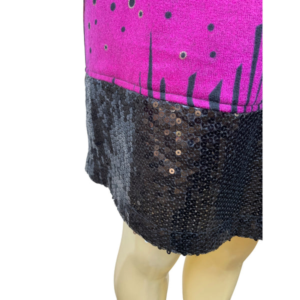 Pixie Black & Pink Giraffe Print Womens Long Sleeve Tunic Dress Sz M
